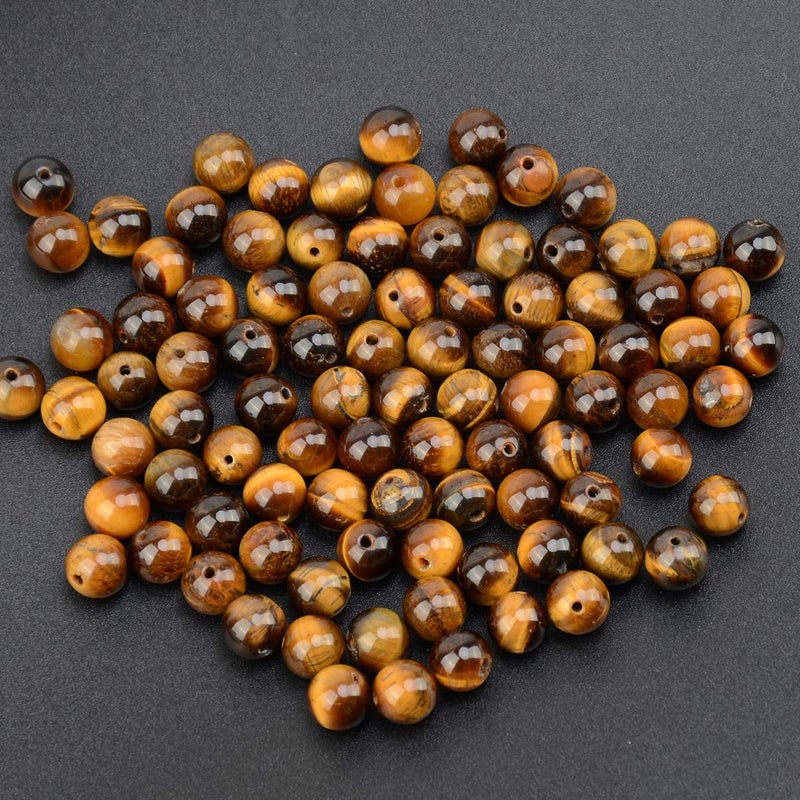 LPBeads 100PCS 8mm Natural Yellow Tiger Eye Beads Gemstone Round Loose Beads for Jewelry Making with Crystal Stretch Cord - Image 3
